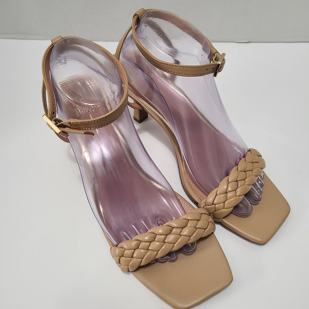 LInea Paolo Holly Delicate Mid Height Heel Womens Ankle Wrap‎ Tan Size 9